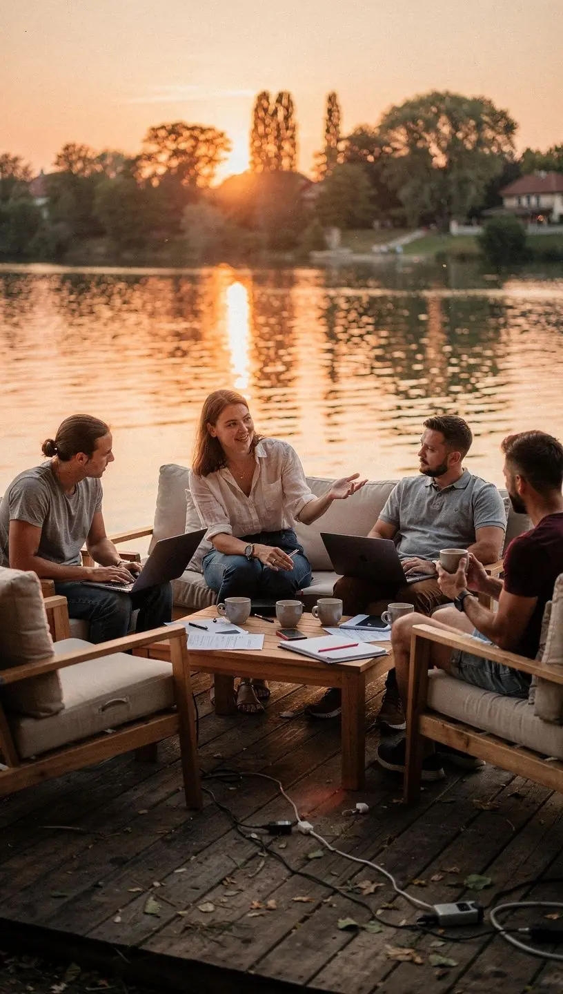 Videószerkesztés folyamatának ábrázolása, amely bemutatja a tartalom létrehozásának lépéseit.